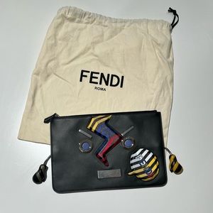 Fendi Monster Black Zip Pouch